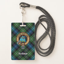 Clan MacKenzie Crest over Tartan Badge