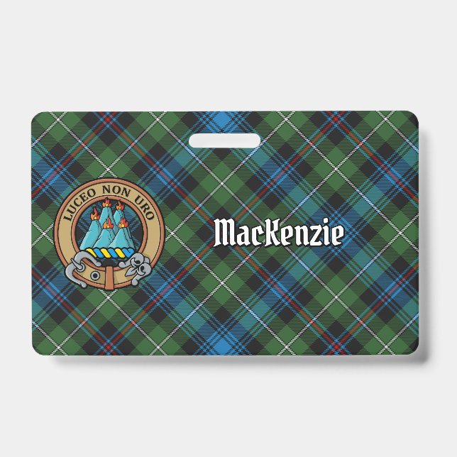 Clan MacKenzie Crest over Tartan Badge (Front)