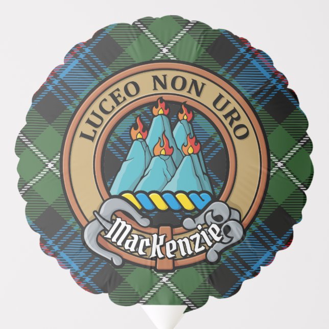 Clan MacKenzie Crest over Tartan Balloon (Front)
