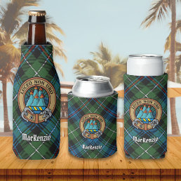 Clan MacKenzie Crest over Tartan Bottle Cooler