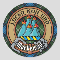 Clan MacKenzie Crest over Tartan Classic Round Sticker