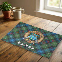 Clan MacKenzie Crest over Tartan Cloth Placemat