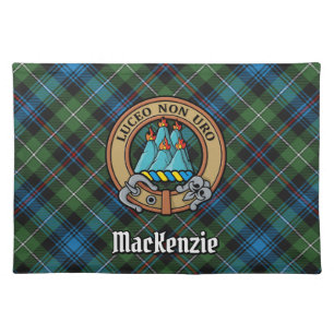 Clan MacKenzie Crest over Tartan Cloth Placemat