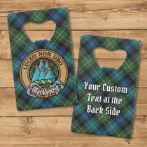 Clan MacKenzie Crest over Tartan Credit Card Bottle Opener