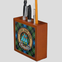 Clan MacKenzie Crest over Tartan Desk Organizer