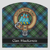 Clan MacKenzie Crest over Tartan Door Sign