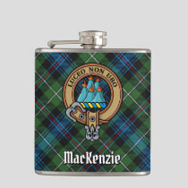 Clan MacKenzie Crest over Tartan Flask