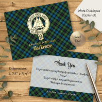 Clan MacKenzie Crest over Tartan Foil Invitation Postcard