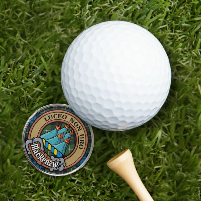 Clan MacKenzie Crest over Tartan Golf Ball Marker (Creator Uploaded)