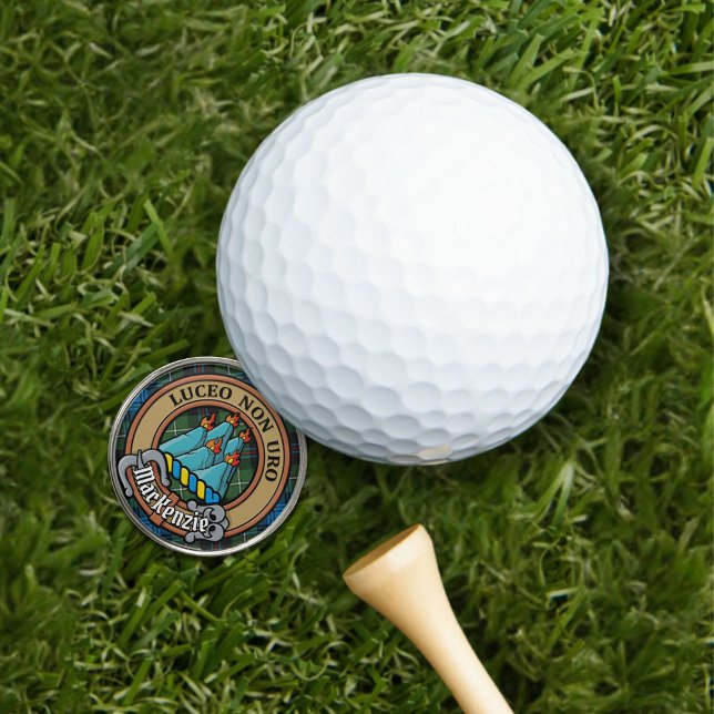 Clan MacKenzie Crest over Tartan Golf Ball Marker (Creator Uploaded)