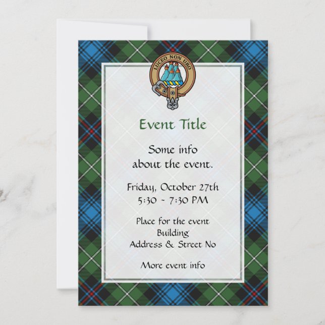 Clan MacKenzie Crest over Tartan Invitation (Front)