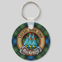 Clan MacKenzie Crest over Tartan Keychain