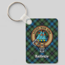 Clan MacKenzie Crest over Tartan Keychain