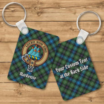 Clan MacKenzie Crest over Tartan Keychain