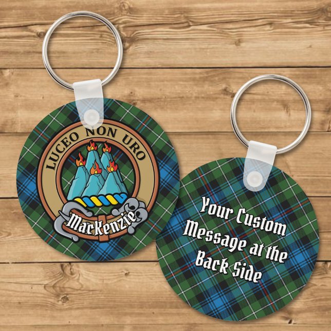 Clan MacKenzie Crest over Tartan Keychain (Creator Uploaded)