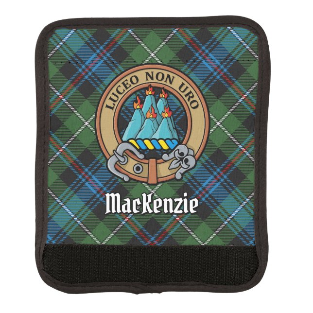 Clan MacKenzie Crest over Tartan Luggage Handle Wrap (Front)