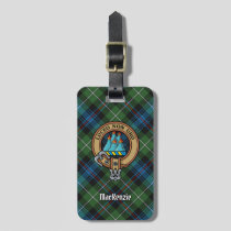 Clan MacKenzie Crest over Tartan Luggage Tag