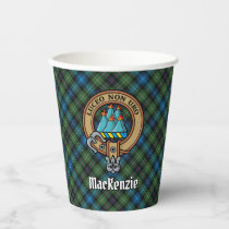 Clan MacKenzie Crest over Tartan Paper Cups