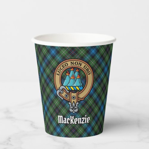 Clan MacKenzie Crest over Tartan Paper Cups