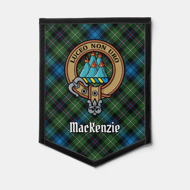 Clan MacKenzie Crest over Tartan Pennant (Front)