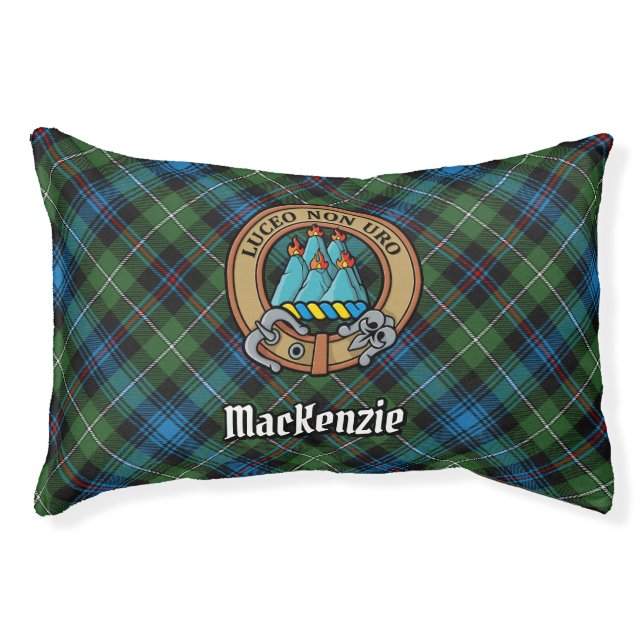 Clan MacKenzie Crest over Tartan Pet Bed (Front)