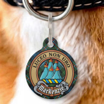Clan MacKenzie Crest over Tartan Pet ID Tag