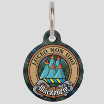 Clan MacKenzie Crest over Tartan Pet ID Tag