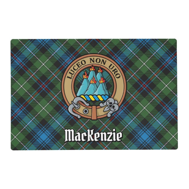 Clan MacKenzie Crest over Tartan Placemat (Front)