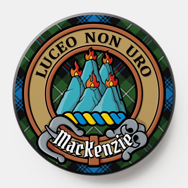 Clan MacKenzie Crest over Tartan PopSocket (Popsocket)