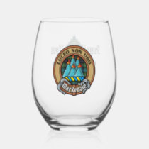 Clan MacKenzie Crest over Tartan Stemless Wine Glass