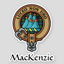 Clan MacKenzie Crest over Tartan Sticker