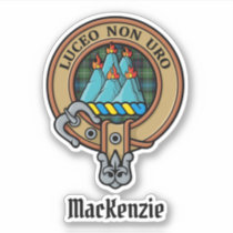 Clan MacKenzie Crest over Tartan Sticker