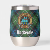 Clan MacKenzie Crest over Tartan Thermal Wine Tumbler