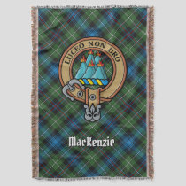 Clan MacKenzie Crest over Tartan Throw Blanket