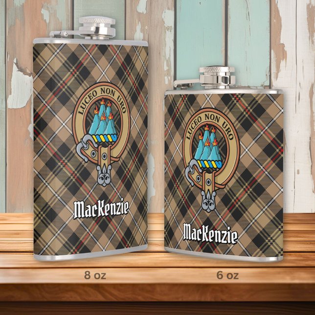 Clan MacKenzie Crest over Weathered Hunting Tartan Flask (Creator Uploaded)