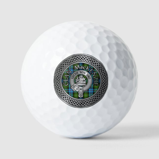 Clan MacKenzie Crest & Tartan Knot Golf Balls (Front)