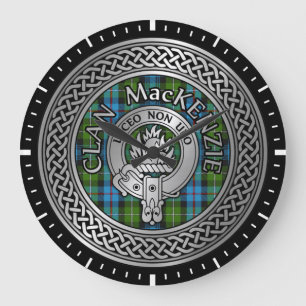 Clan MacKenzie Crest & Tartan Knot Large Clock