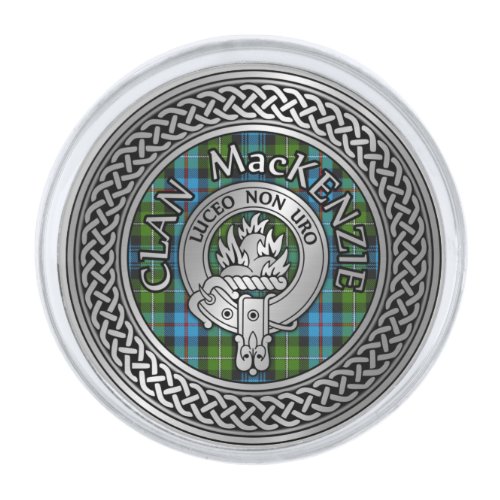 Clan MacKenzie Crest  Tartan Knot Silver Finish Lapel Pin