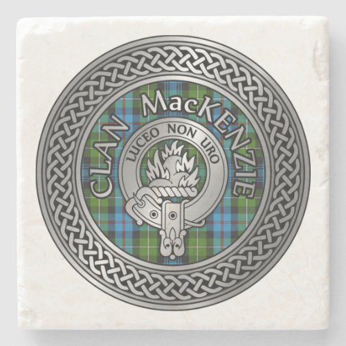 Clan MacKenzie Crest  Tartan Knot Stone Coaster