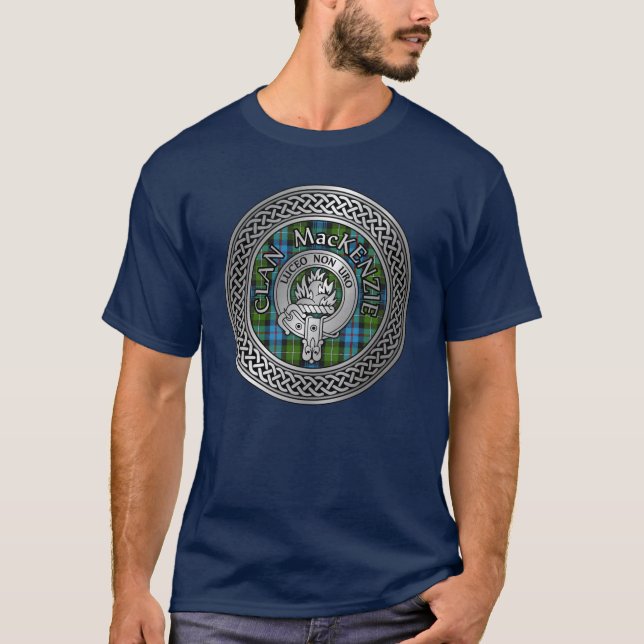 Clan MacKenzie Crest & Tartan Knot T-Shirt (Front)