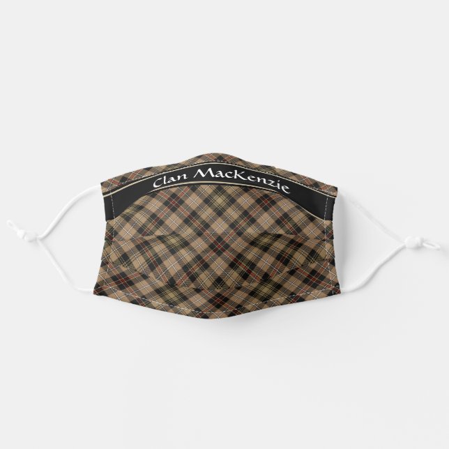 Clan MacKenzie Hunting Brown Tartan Adult Cloth Face Mask (Front, Unfolded)