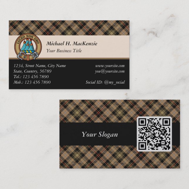 Clan MacKenzie Hunting Brown Tartan Business Card (Front/Back)