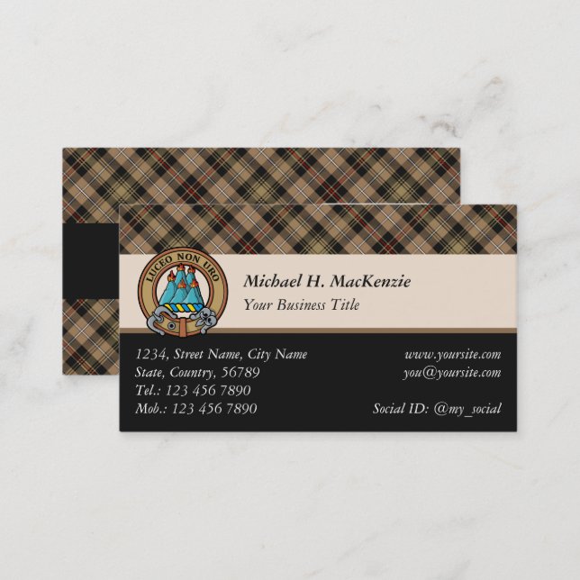 Clan MacKenzie Hunting Brown Tartan Business Card (Front/Back)