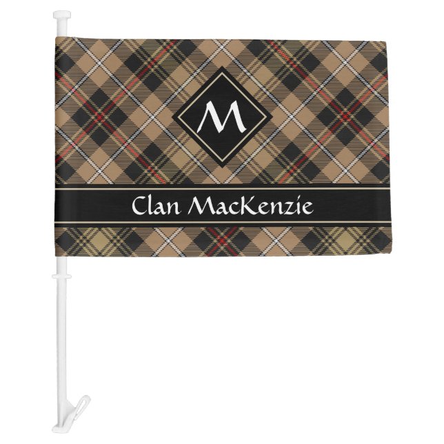 Clan MacKenzie Hunting Brown Tartan Car Flag (Front)