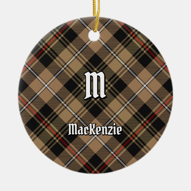 Clan MacKenzie Hunting Brown Tartan Ceramic Ornament (Front)