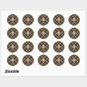 Clan MacKenzie Hunting Brown Tartan Classic Round Sticker (Sheet)