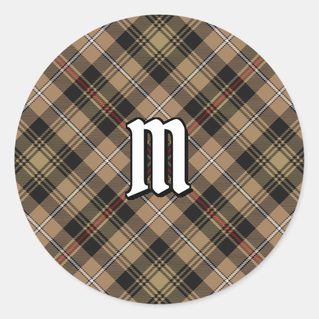 Clan MacKenzie Hunting Brown Tartan Classic Round Sticker (Front)