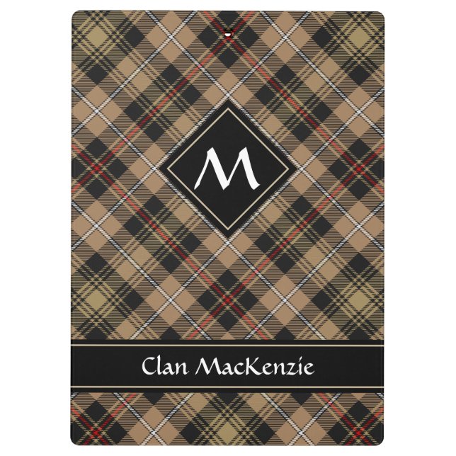 Clan MacKenzie Hunting Brown Tartan Clipboard (Back)