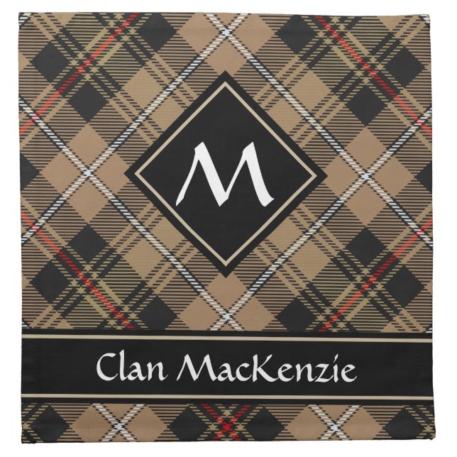 Clan MacKenzie Hunting Brown Tartan Cloth Napkin (Front)