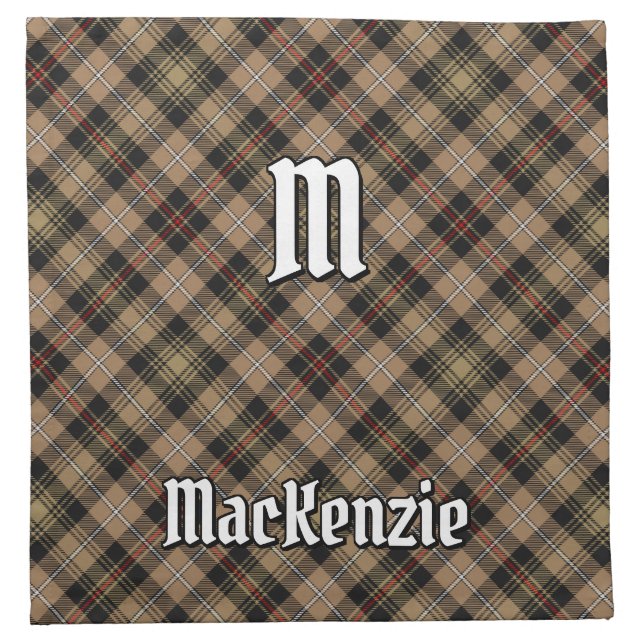 Clan MacKenzie Hunting Brown Tartan Cloth Napkin (Front)